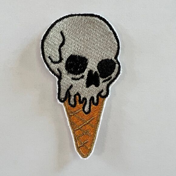 Ice Cream Skull Embroidered Patch - Picture 1 of 3